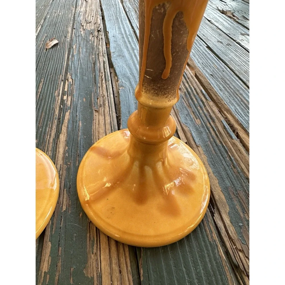Abigails italy Yellow Pair Of Ceramic CandleStick‎ 12inch